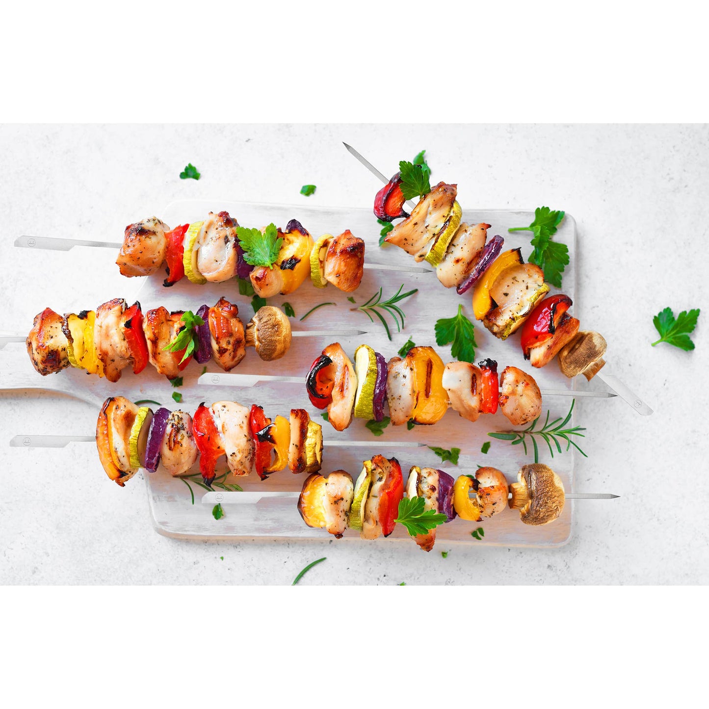 Fox Run Brands - Outset Stainless Steel Paddle Skewers with Storage Bag, 12"